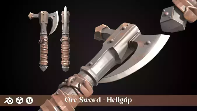 Stylized Orc Sword - Hellgrip - Game Ready