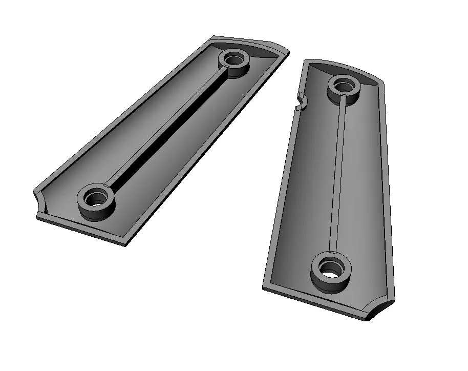 1911 plain grips 3D print model_4