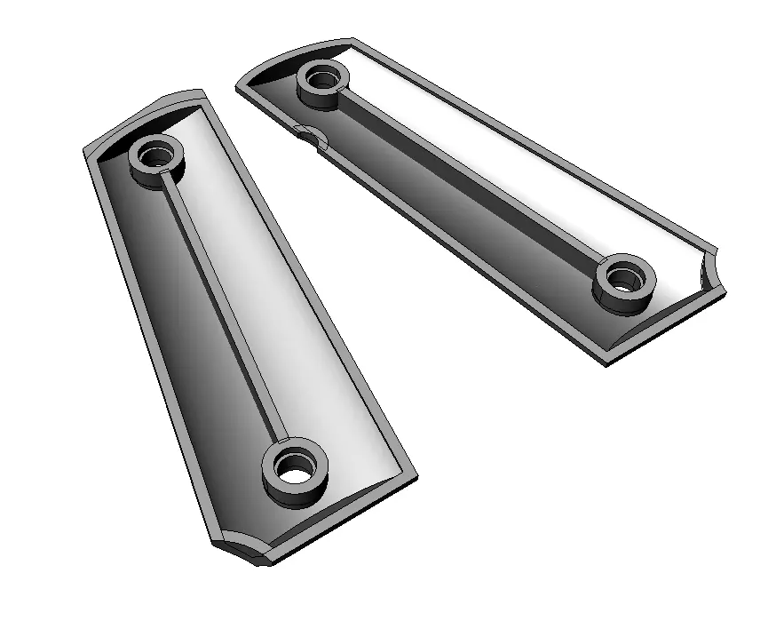 1911 plain grips 3D print model_3