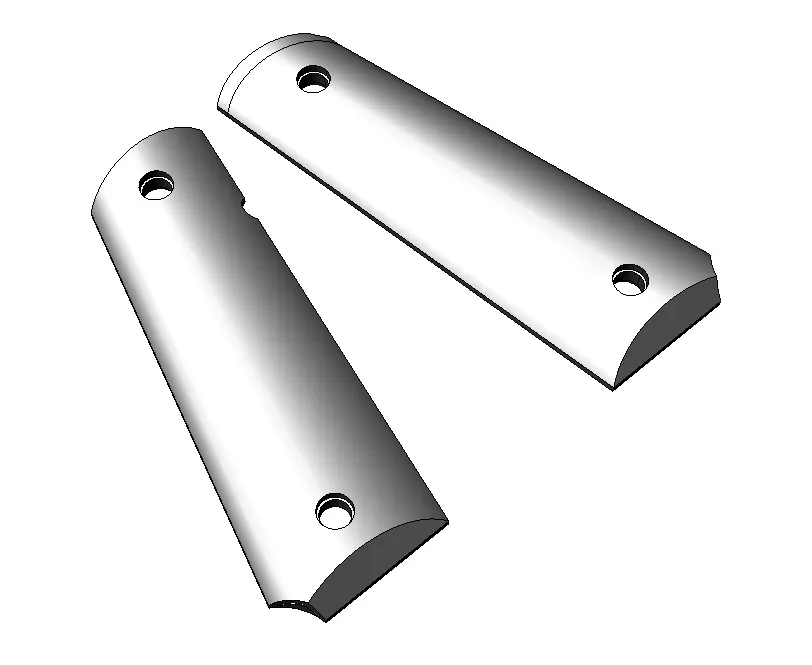 1911 plain grips 3D print model_0