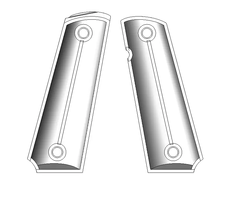 1911 plain grips 3D print model_5