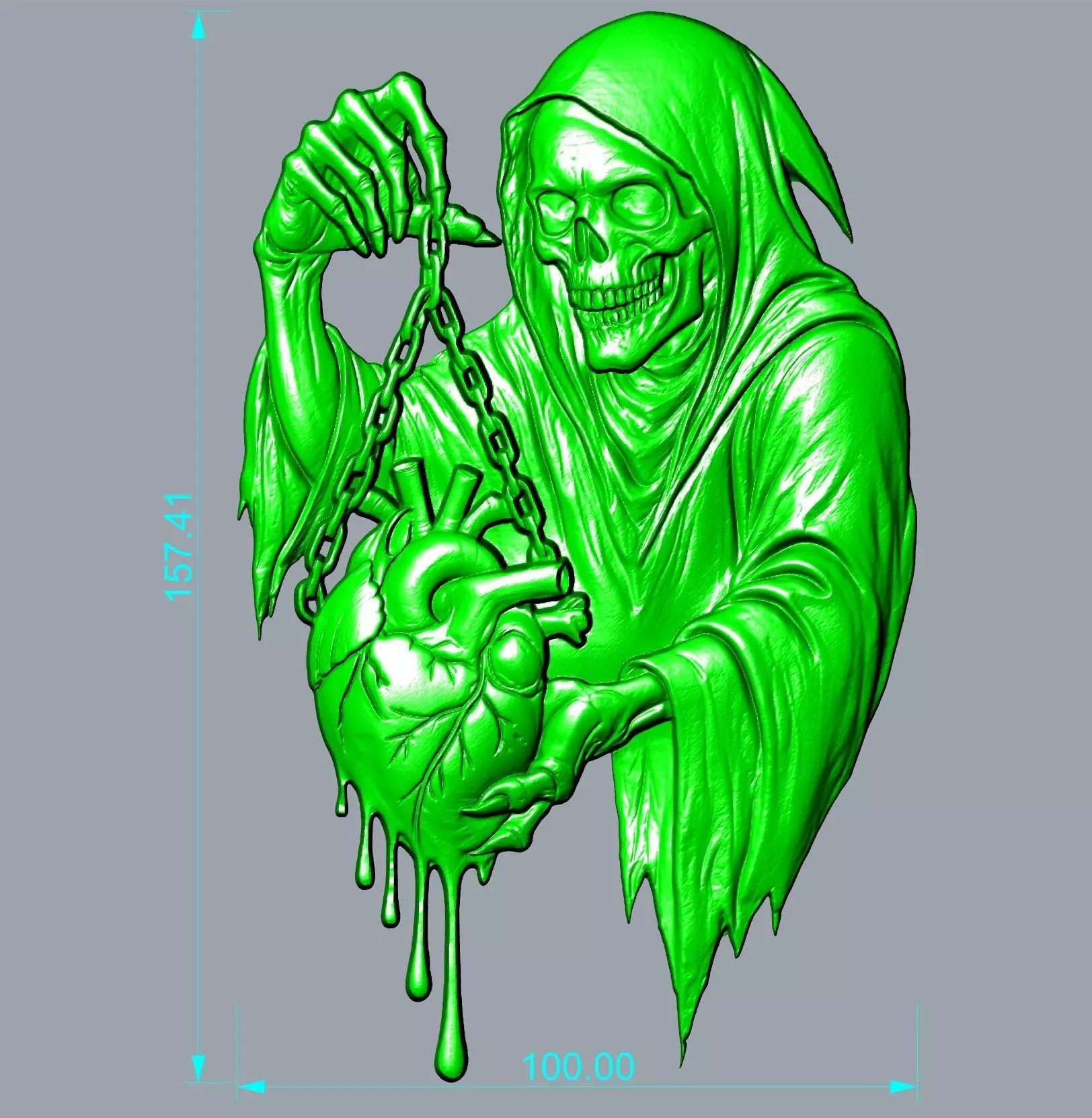 Skull and Heart Relief 3D print model_3