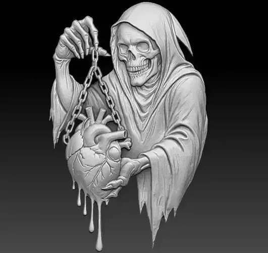 Skull and Heart Relief