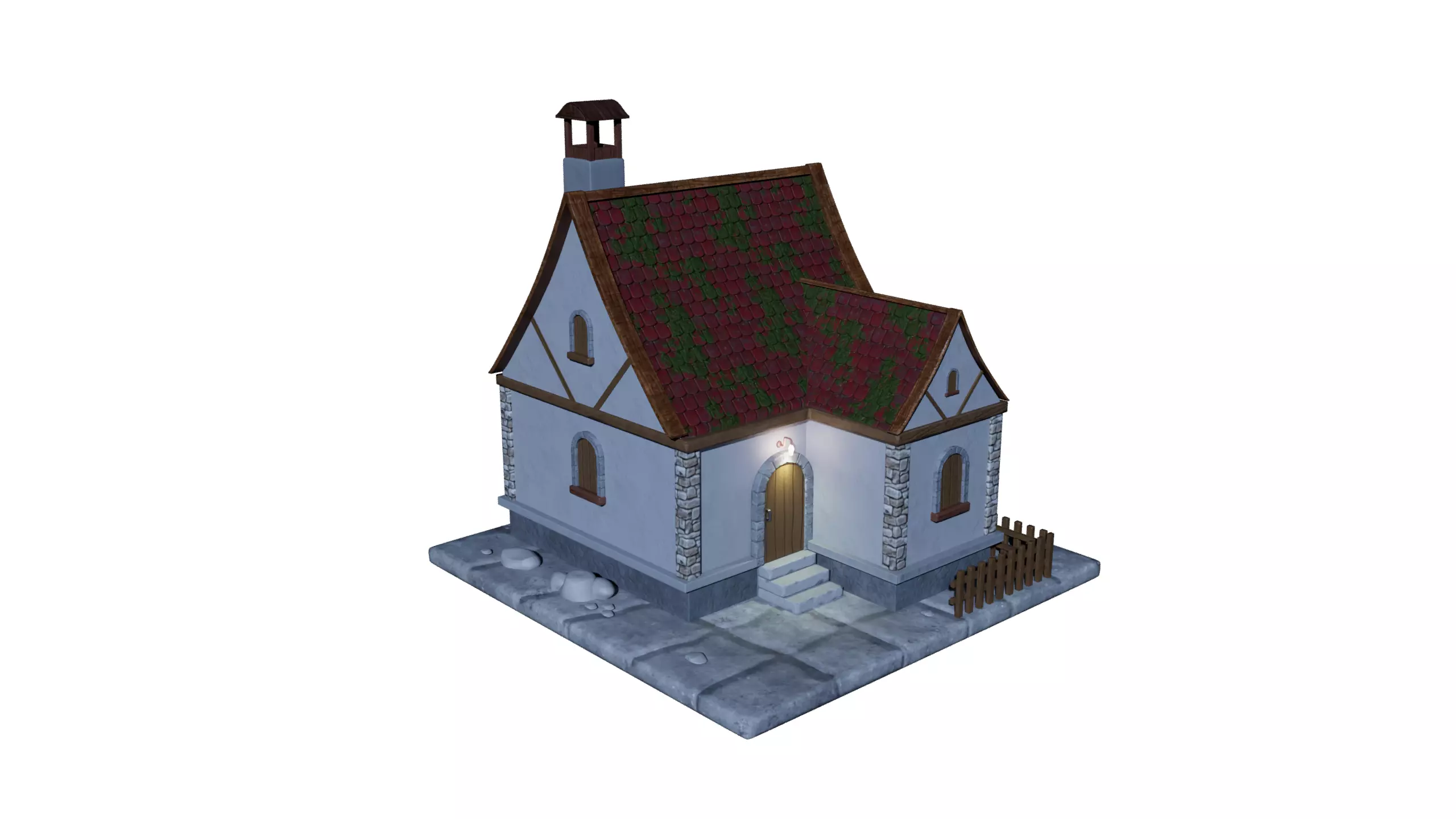 Medieval Village House 3D Model Low-poly 3D model_2