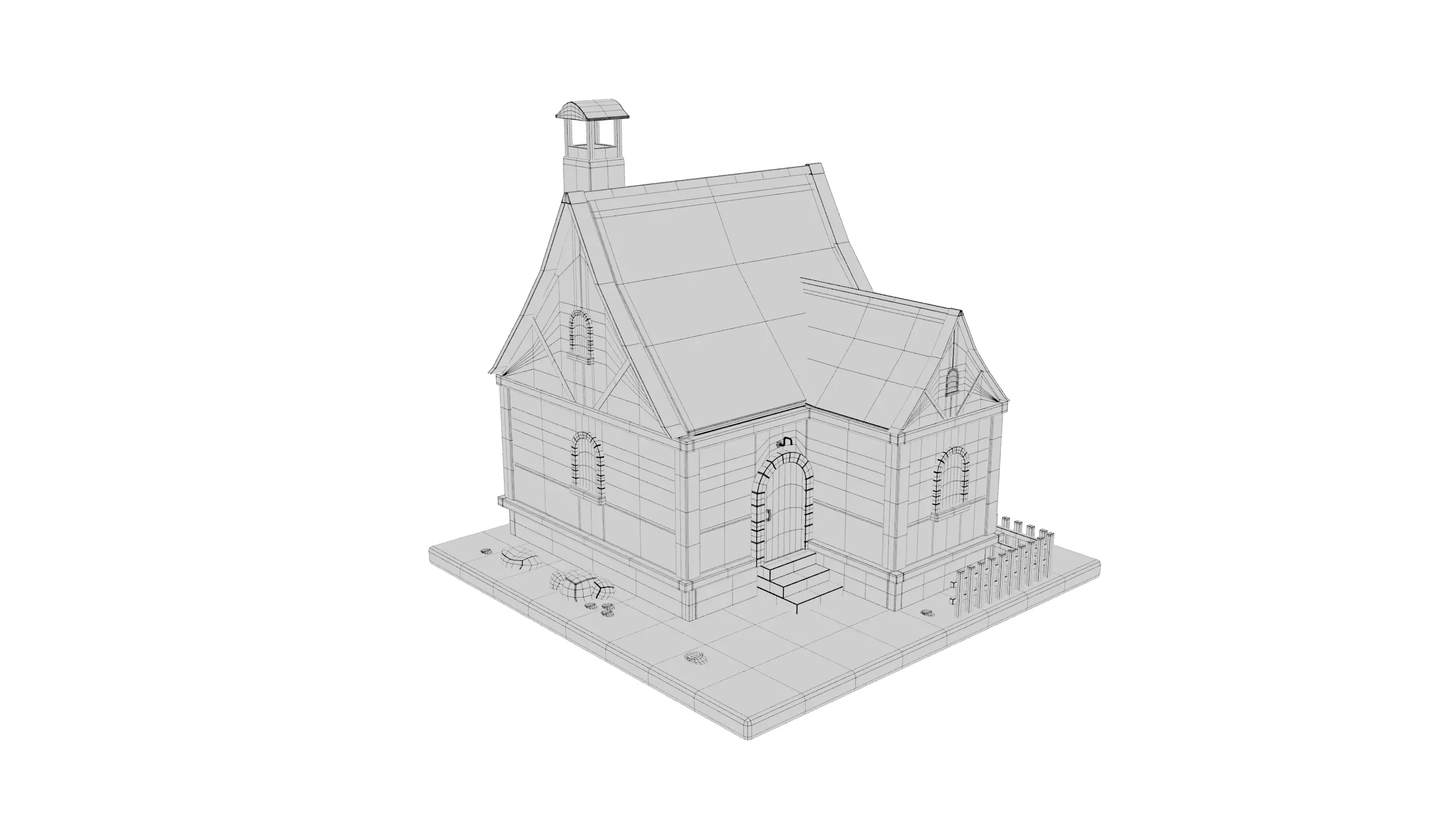 Medieval Village House 3D Model Low-poly 3D model_3