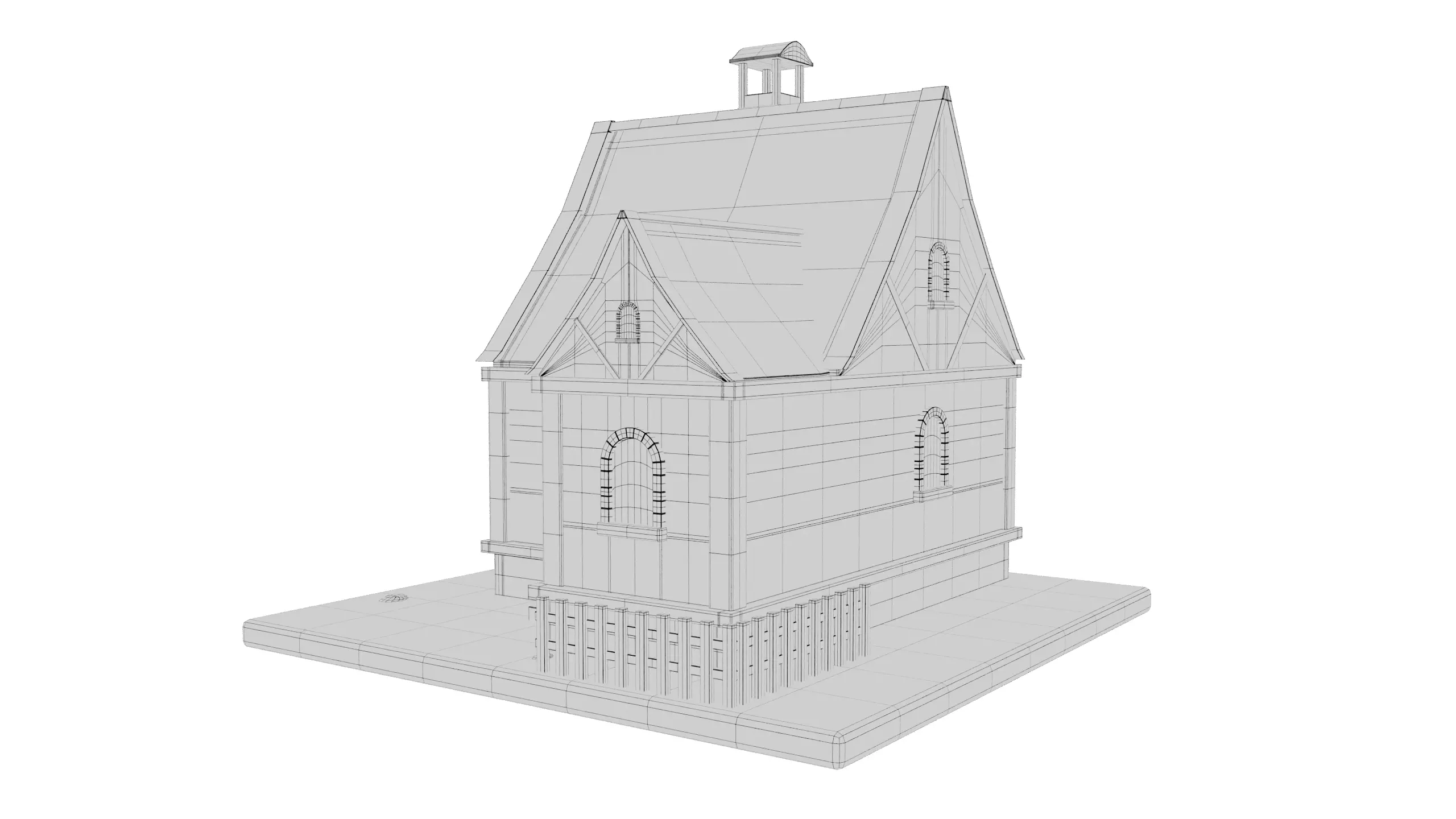 Medieval Village House 3D Model Low-poly 3D model_6