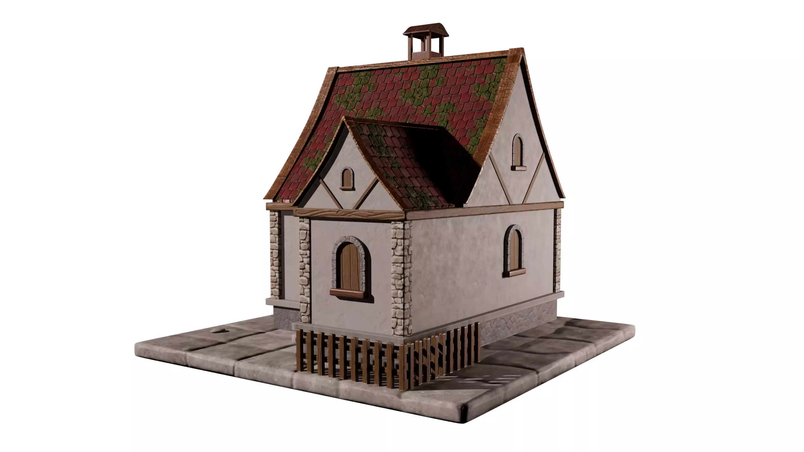 Medieval Village House 3D Model Low-poly 3D model_4