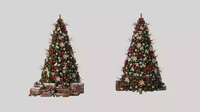 New years tree with presents Low-poly 3D model