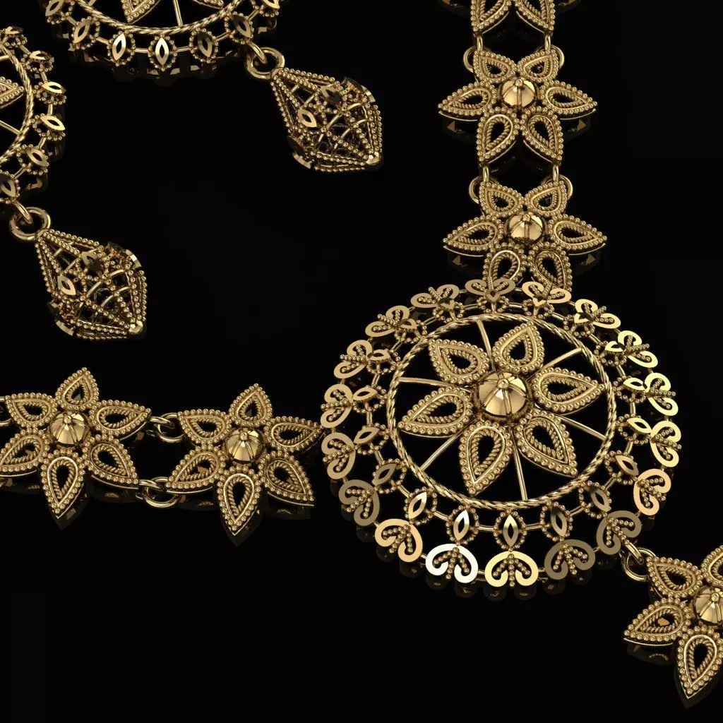 Beautiful Arabic Locket Sets with Chains 3D print model_5