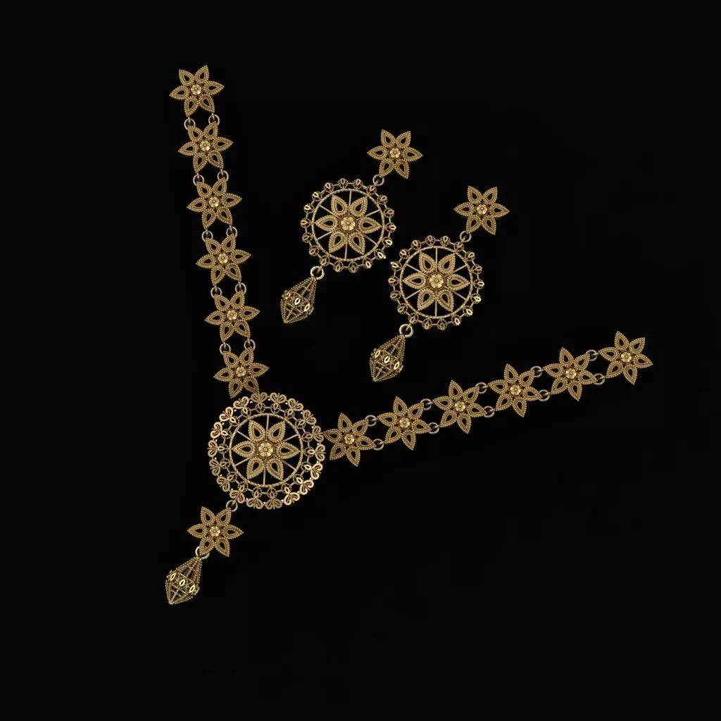 Beautiful Arabic Locket Sets with Chains 3D print model_1