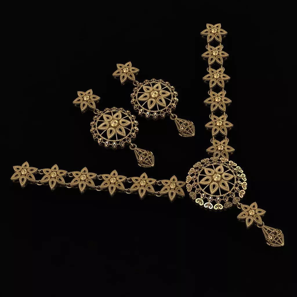 Beautiful Arabic Locket Sets with Chains 3D print model_2