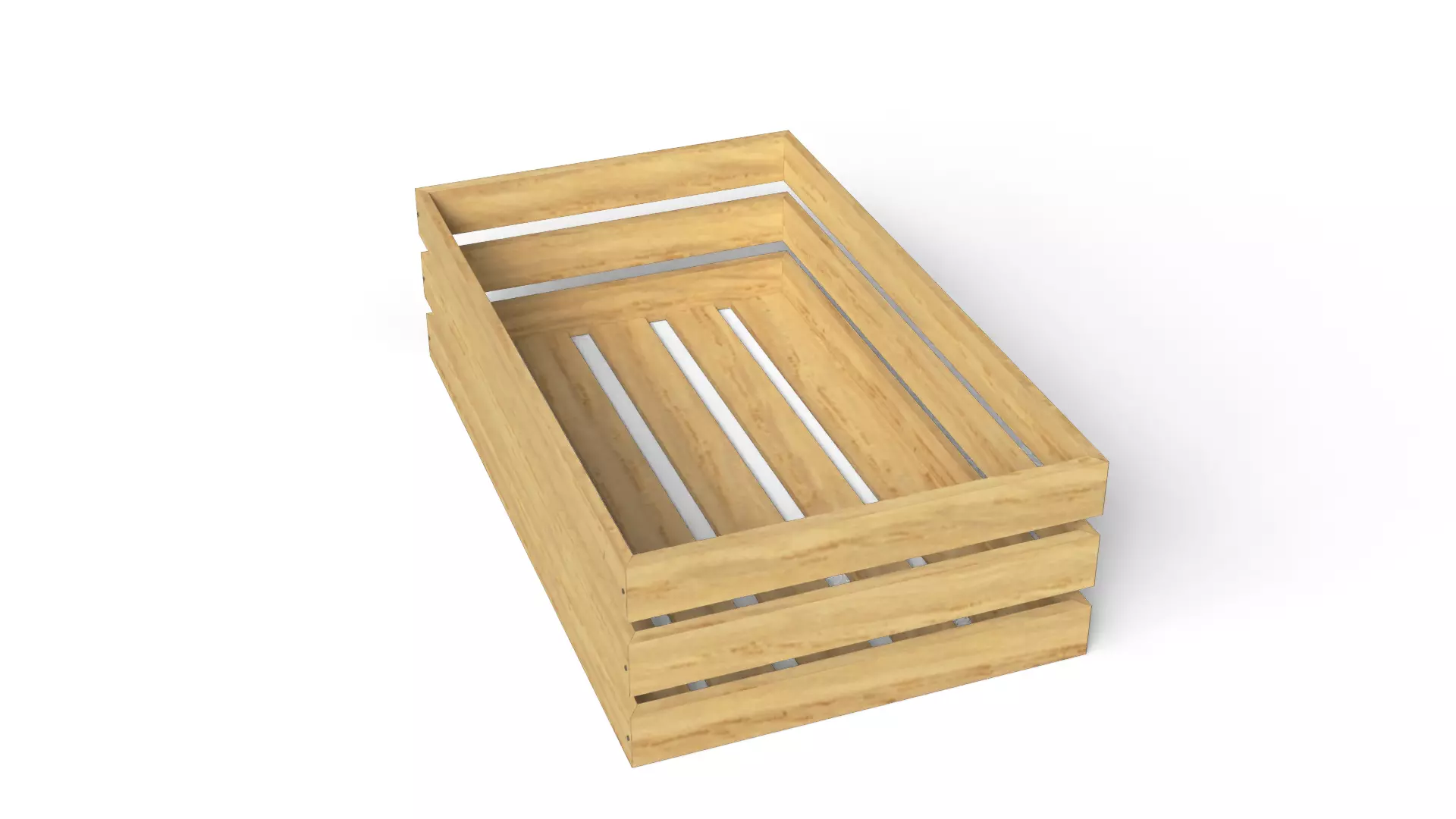 Open Wooden Crate Low-poly 3D model_2