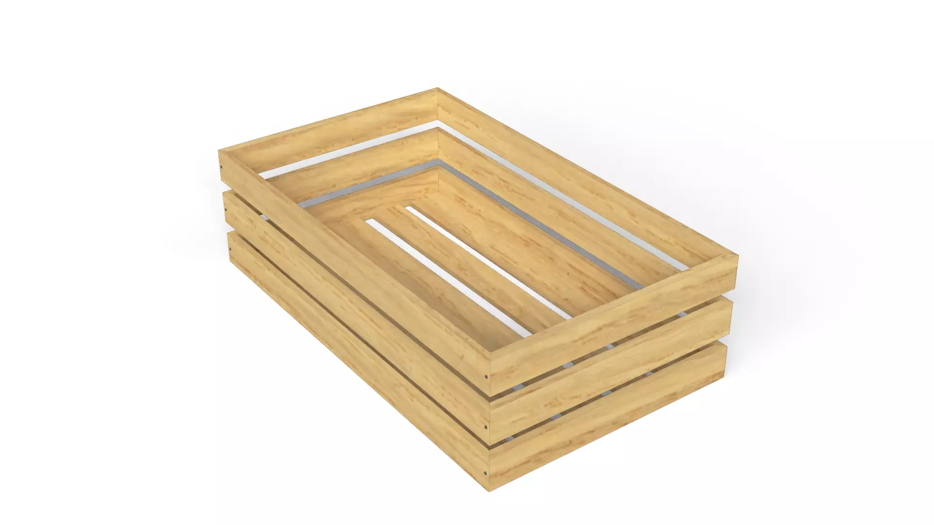 Open Wooden Crate Low-poly 3D model_1