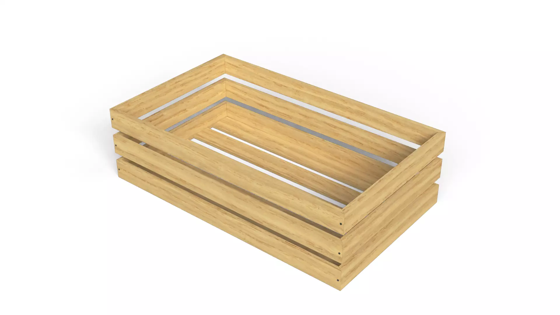 Open Wooden Crate Low-poly 3D model_0