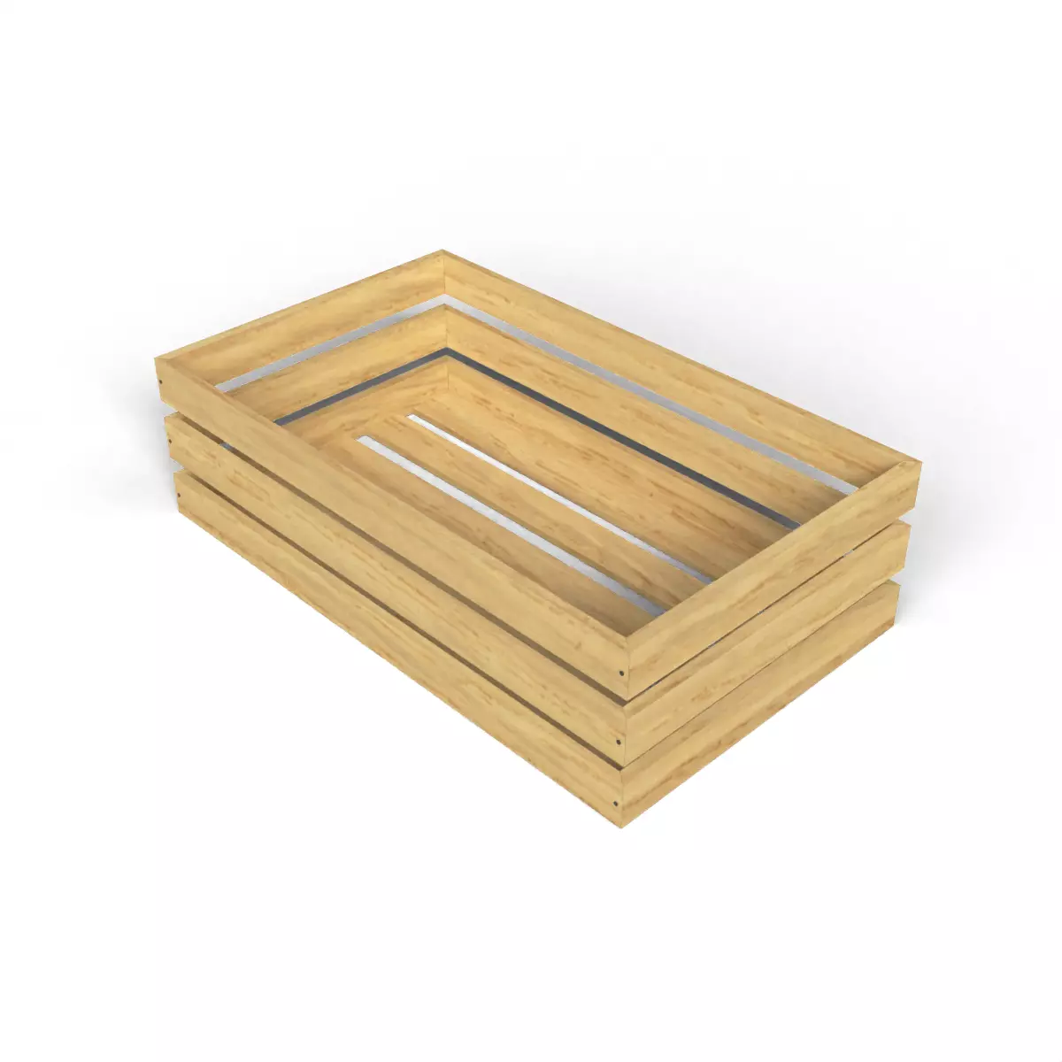 Open Wooden Crate Low-poly 3D model_6