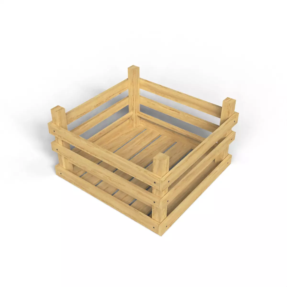 Open Wooden Crate Low-poly 3D model_5
