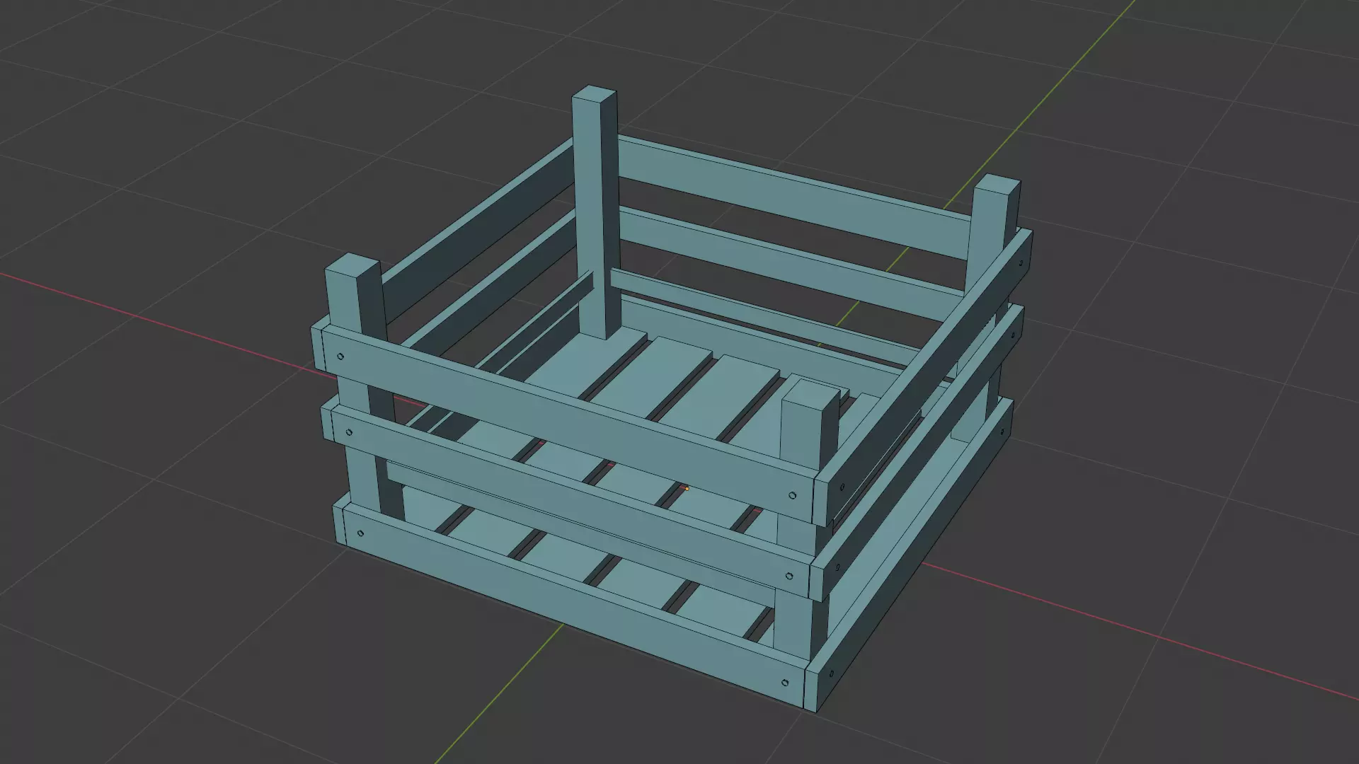 Open Wooden Crate Low-poly 3D model_8