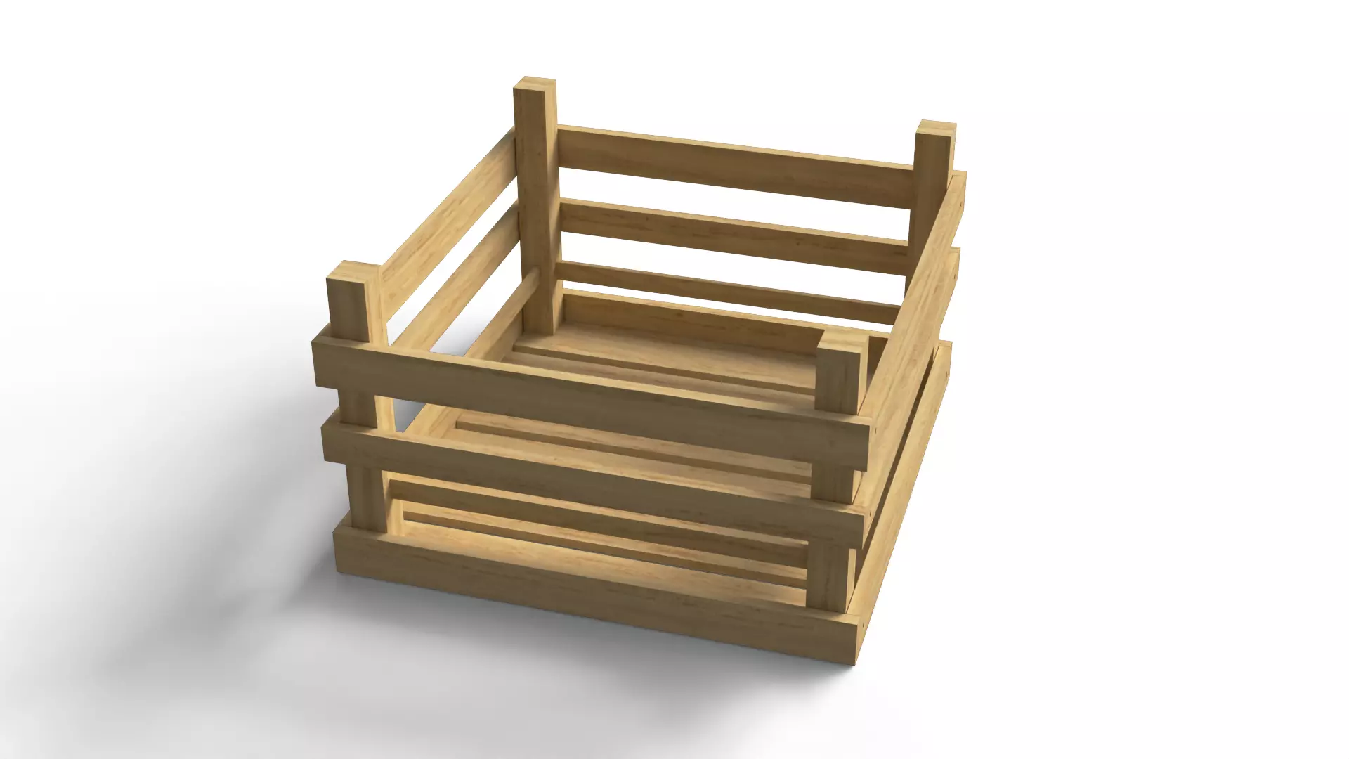 Open Wooden Crate Low-poly 3D model_2