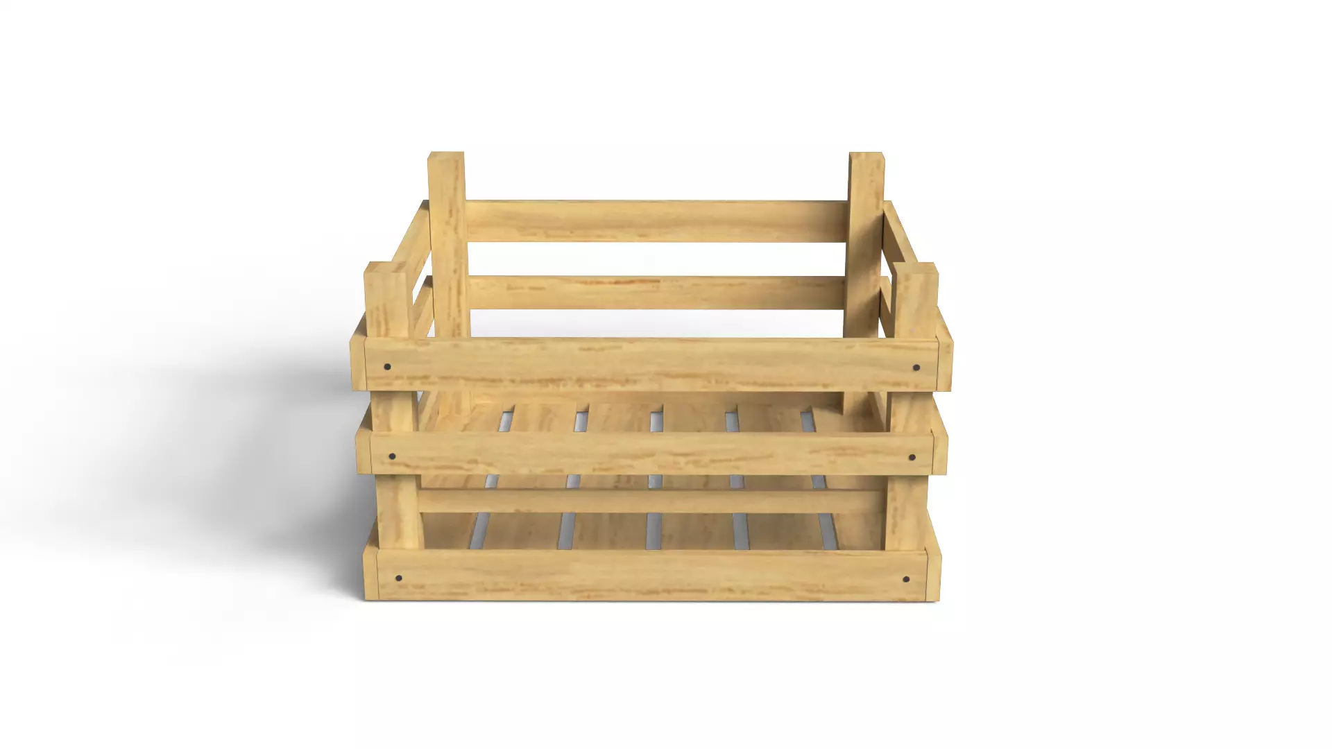 Open Wooden Crate Low-poly 3D model_1