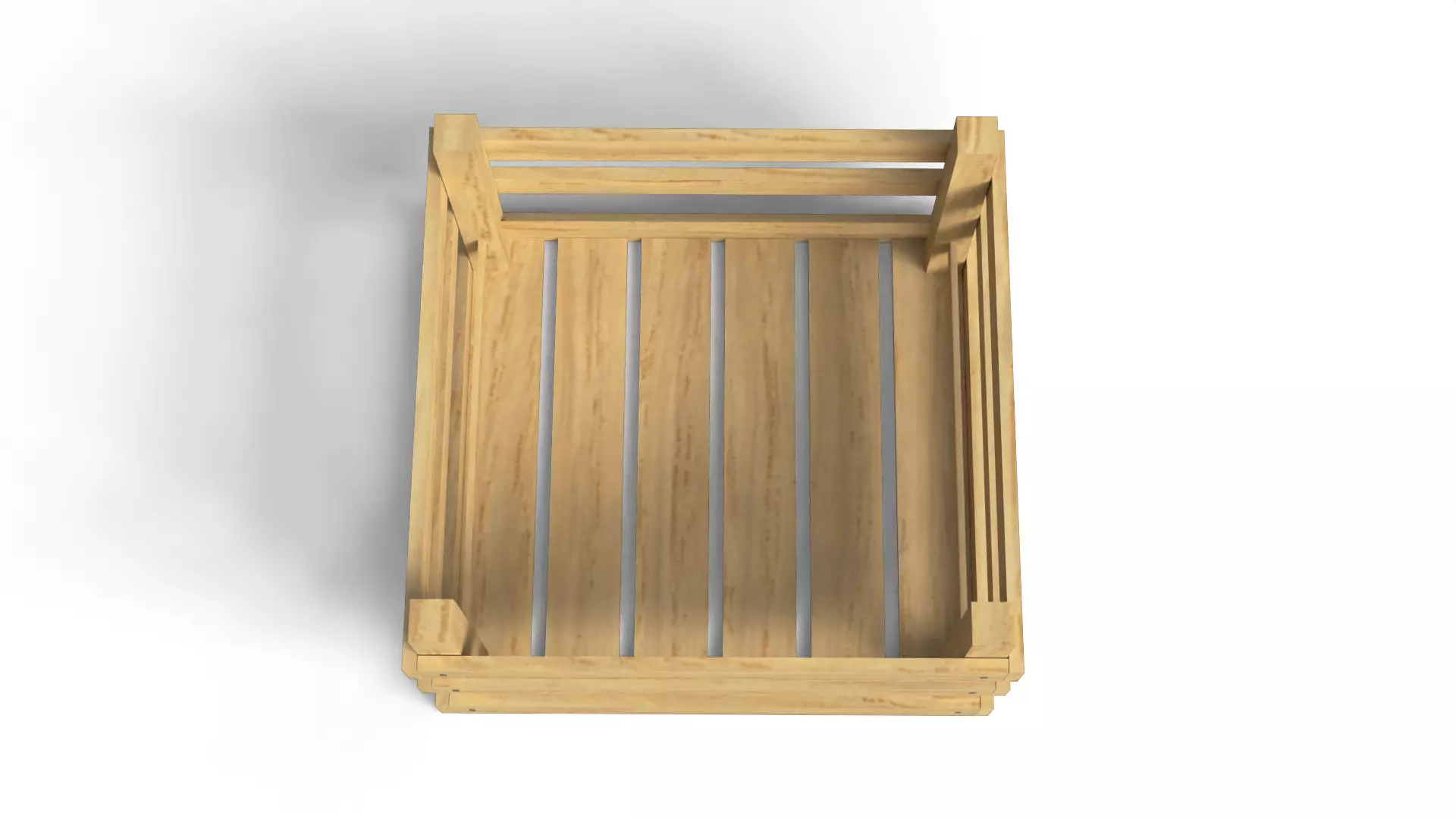 Open Wooden Crate Low-poly 3D model_3