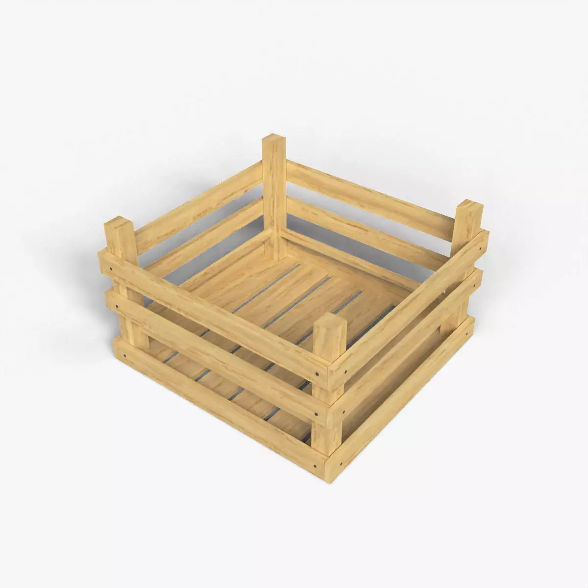 Open Wooden Crate Low-poly 3D model_4