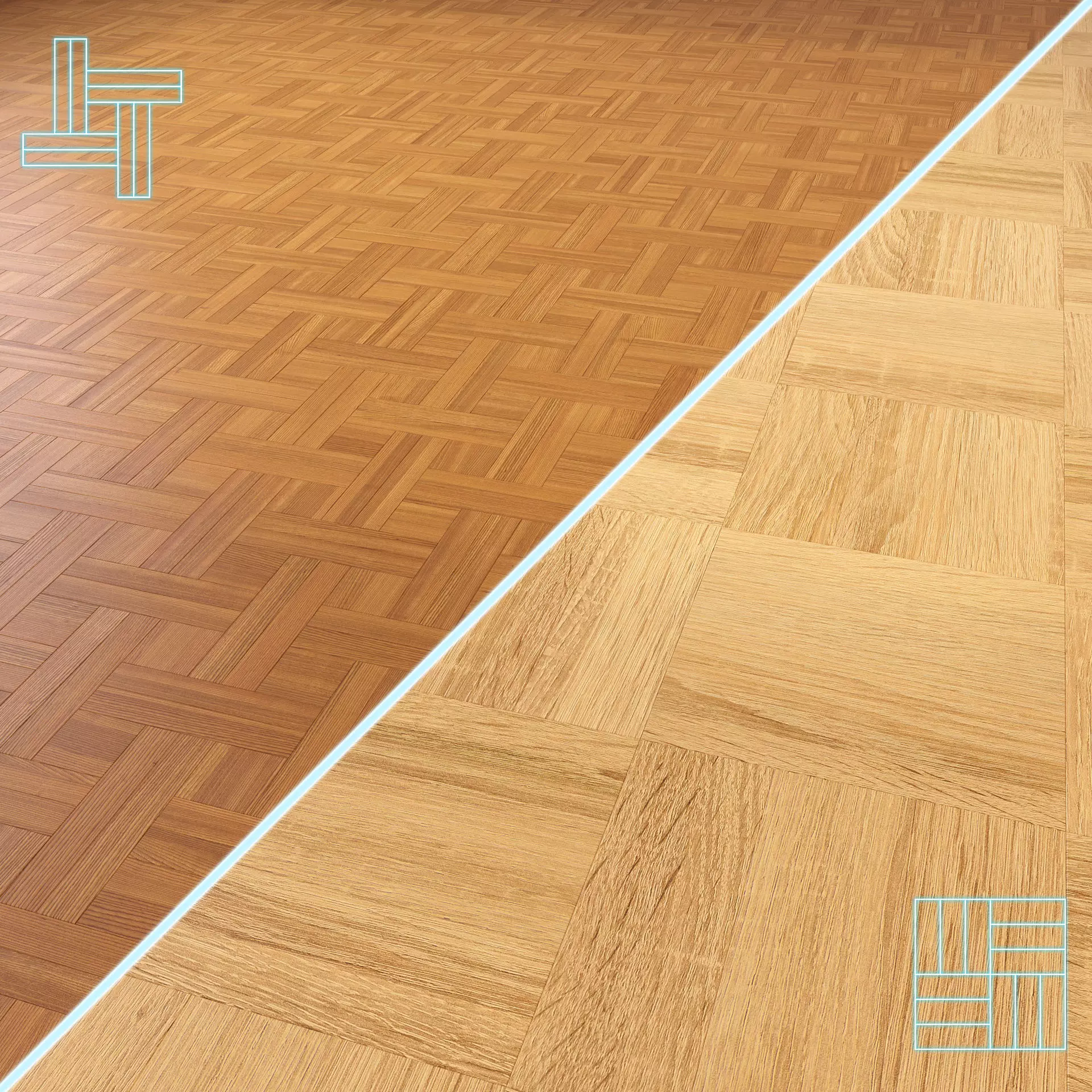 Parquet - Laminate - Wooden floor 2 in 1 Low-poly 3D model_0