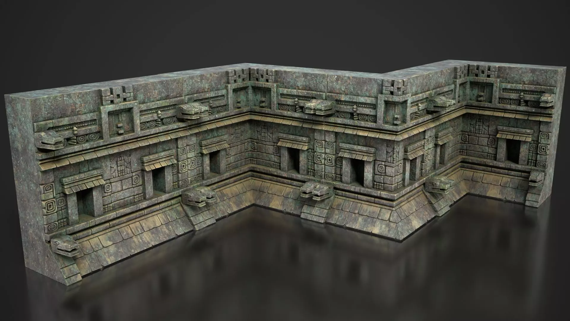 54 Modular Mayan Temple Walls 3D Asset Pack 250726 3D Model Collection_3