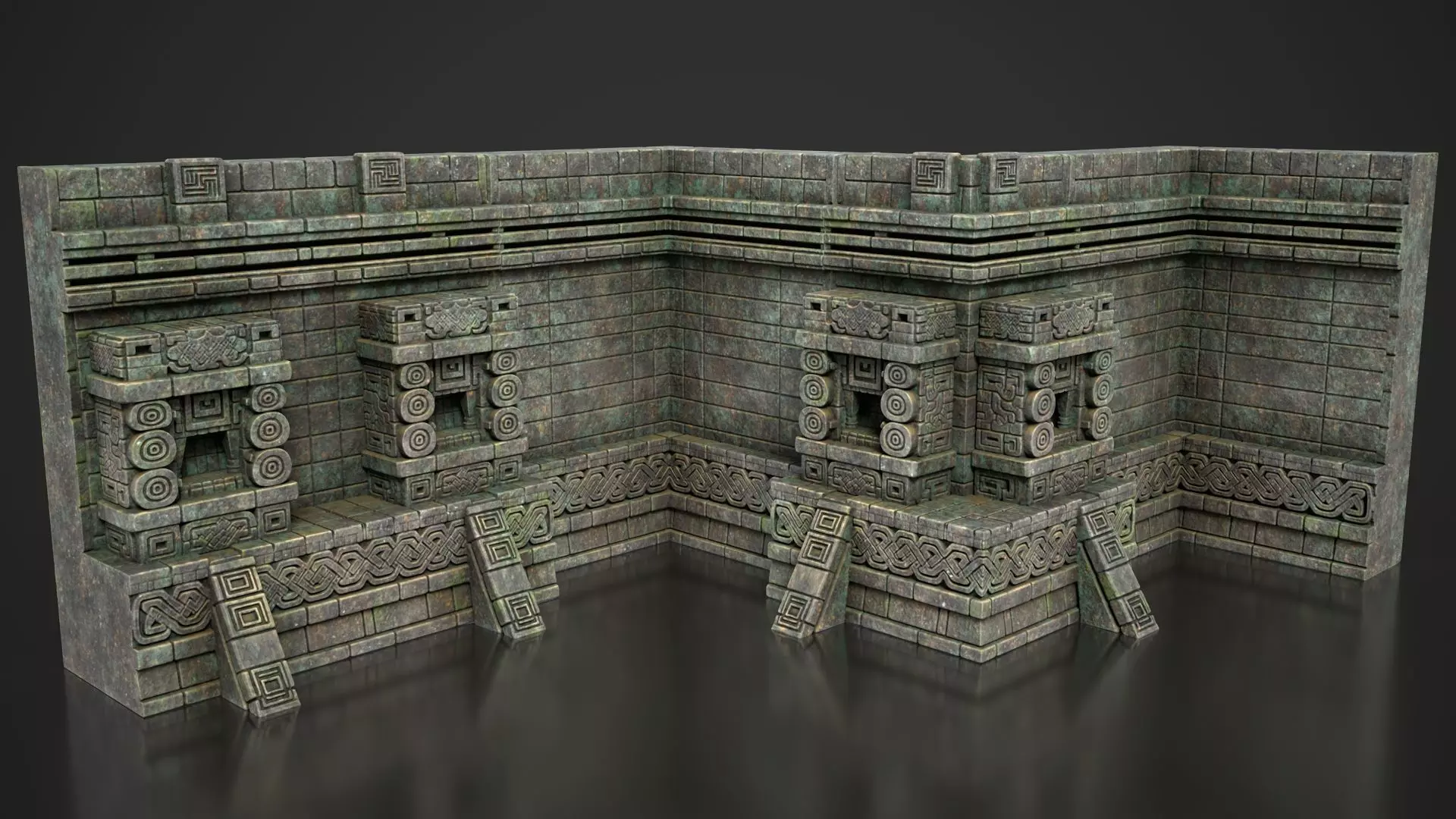 54 Modular Mayan Temple Walls 3D Asset Pack 250726 3D Model Collection_10