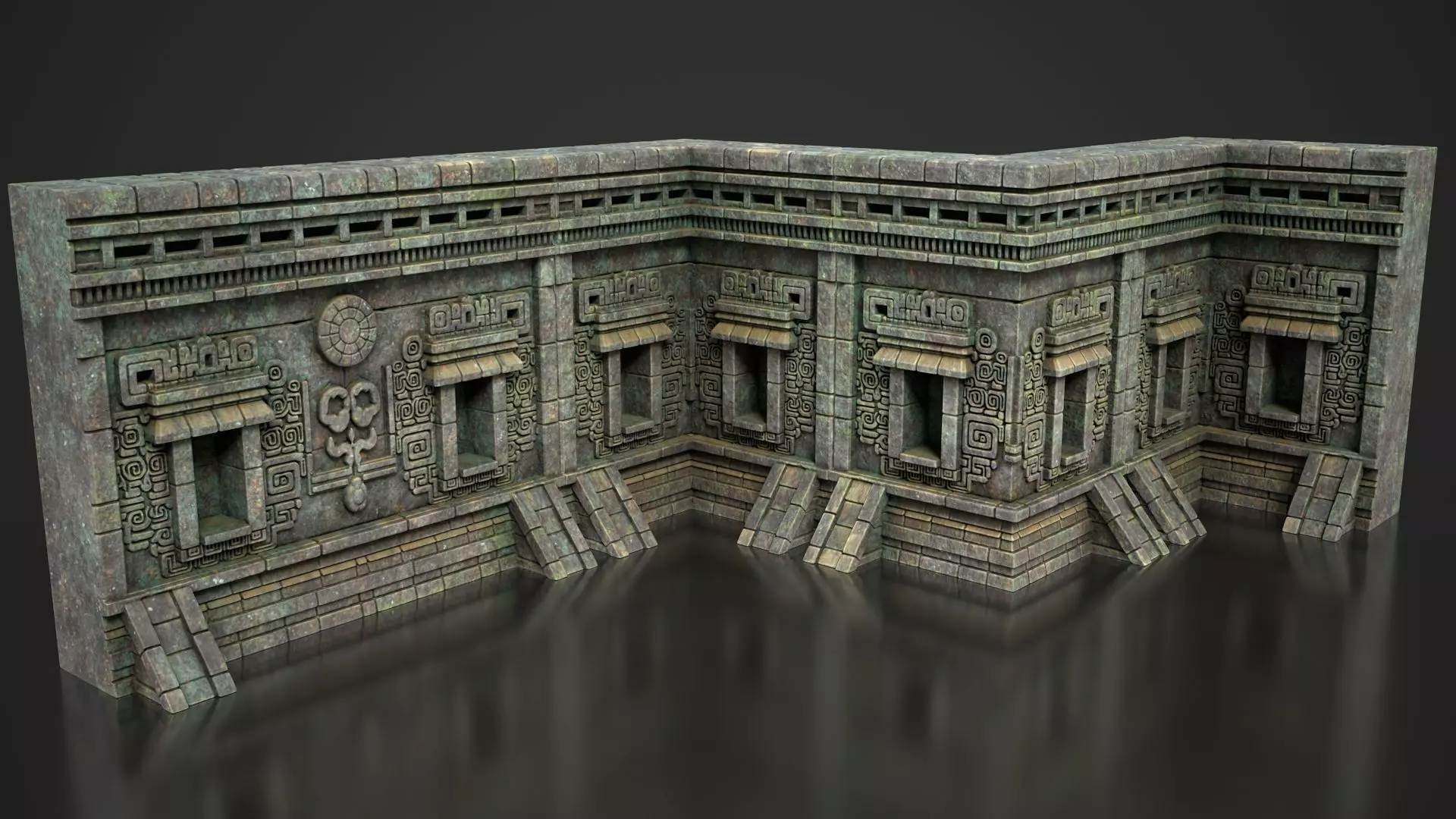 54 Modular Mayan Temple Walls 3D Asset Pack 250726 3D Model Collection_7