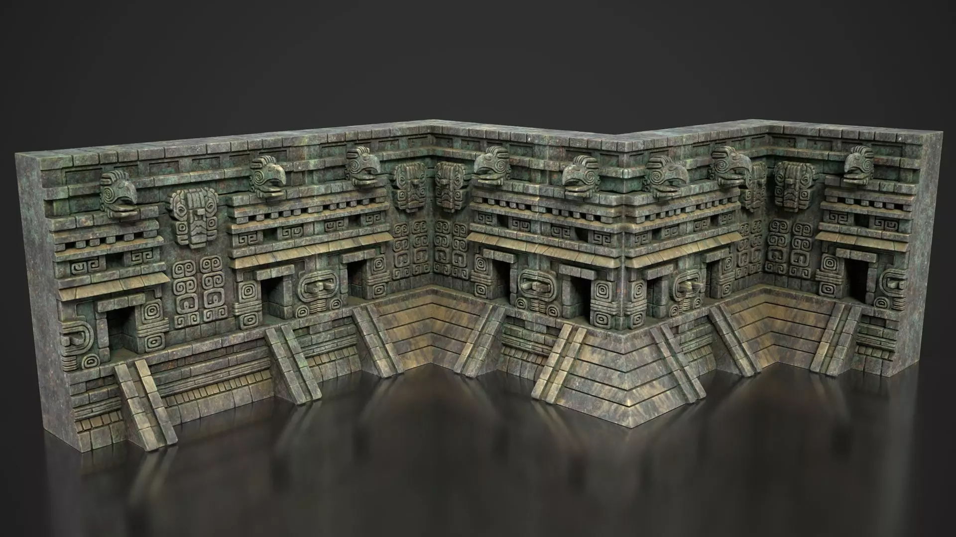 54 Modular Mayan Temple Walls 3D Asset Pack 250726 3D Model Collection_8