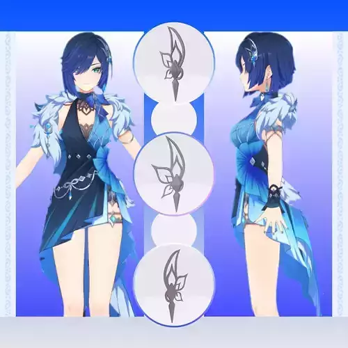 Yelan Hair Accessory - NewSkin Inspired 3D print model