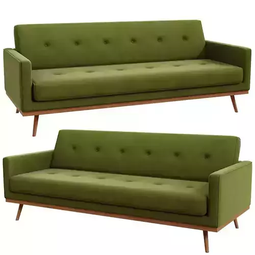 Mid Century Modern Green Velvet Sofa 3D Model