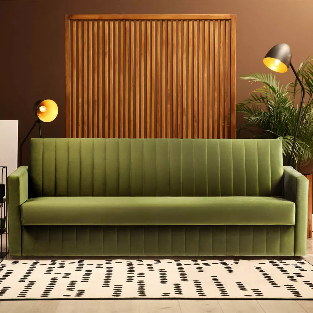 Contemporary Green Channel Tufted Velvet Sofa 3D Model 3D model_0