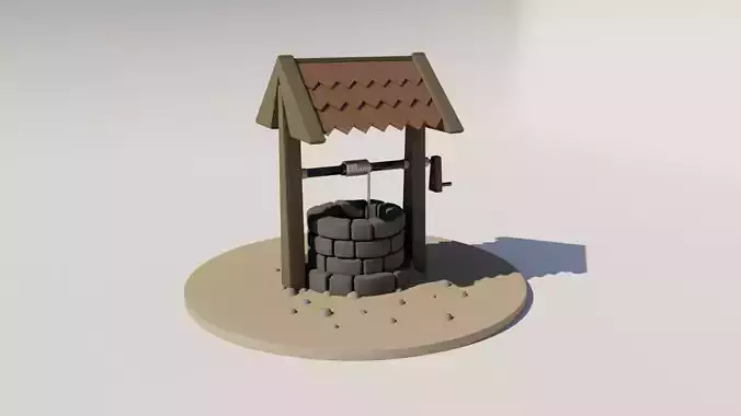 Low Poly Stylized Water Well  Game Ready 3D Model