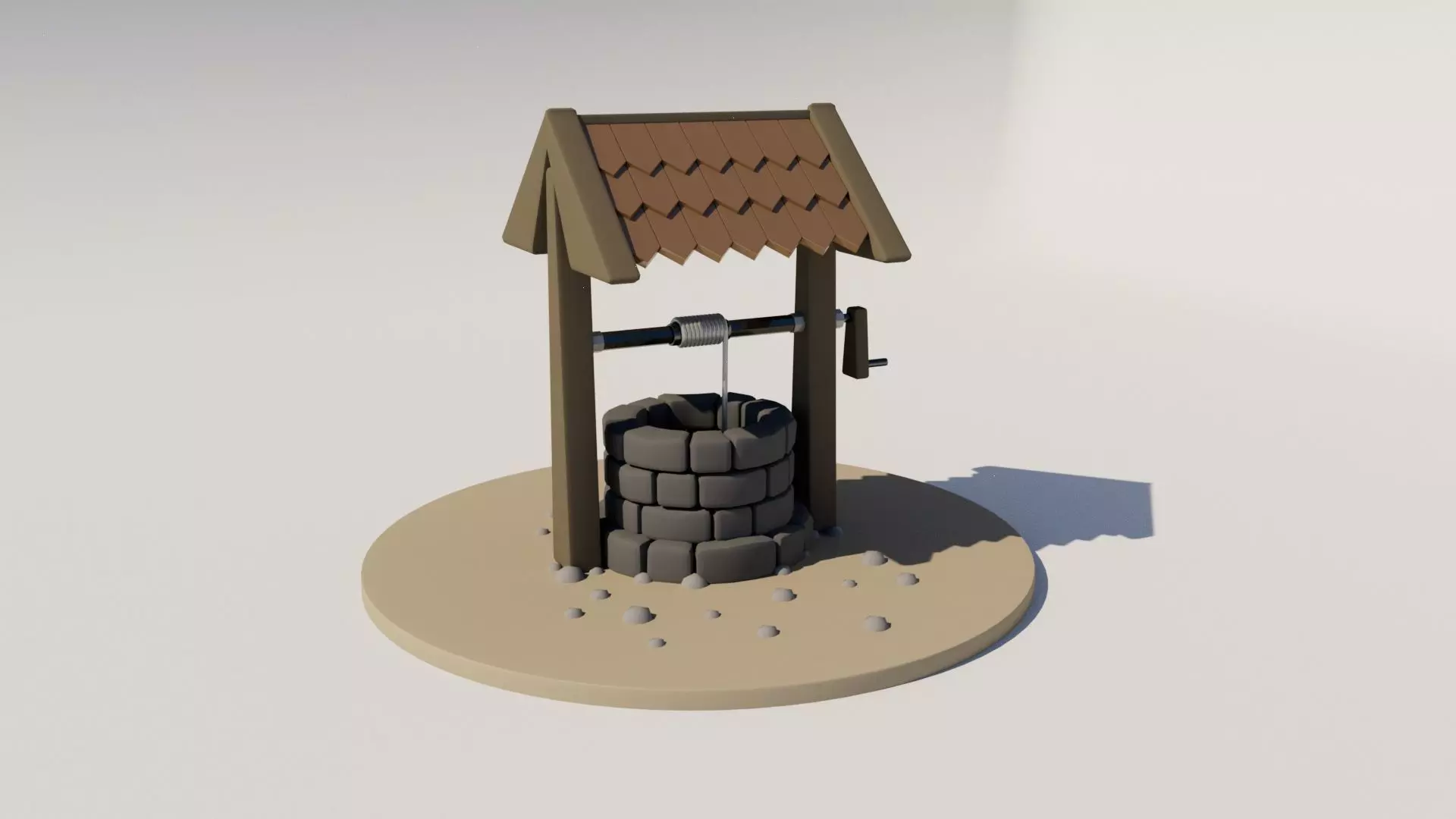Low Poly Stylized Water Well Game Ready 3D Model Low-poly 3D model_0