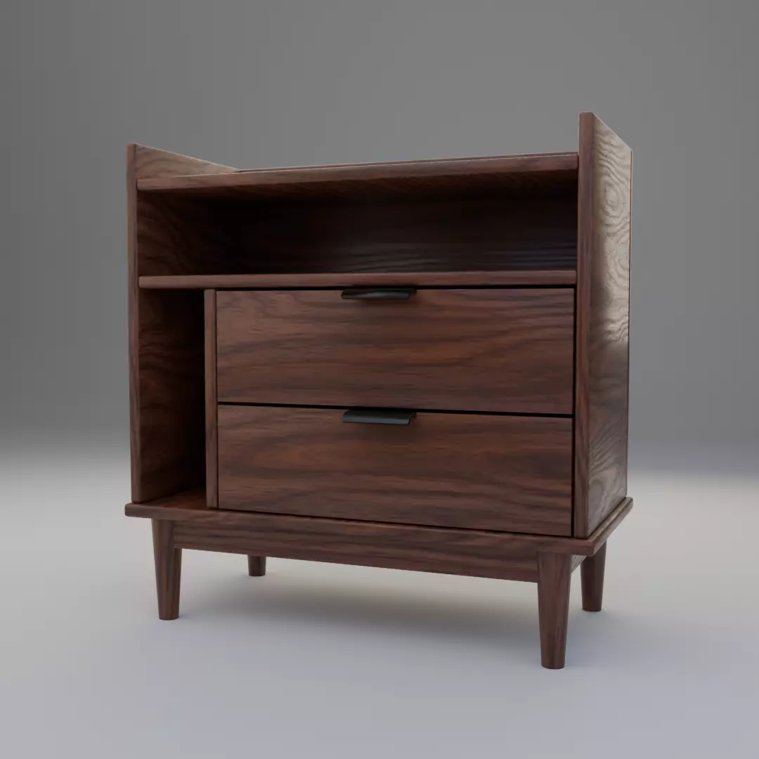 Mid-Century Modern Wooden Nightstand Free low-poly 3D model