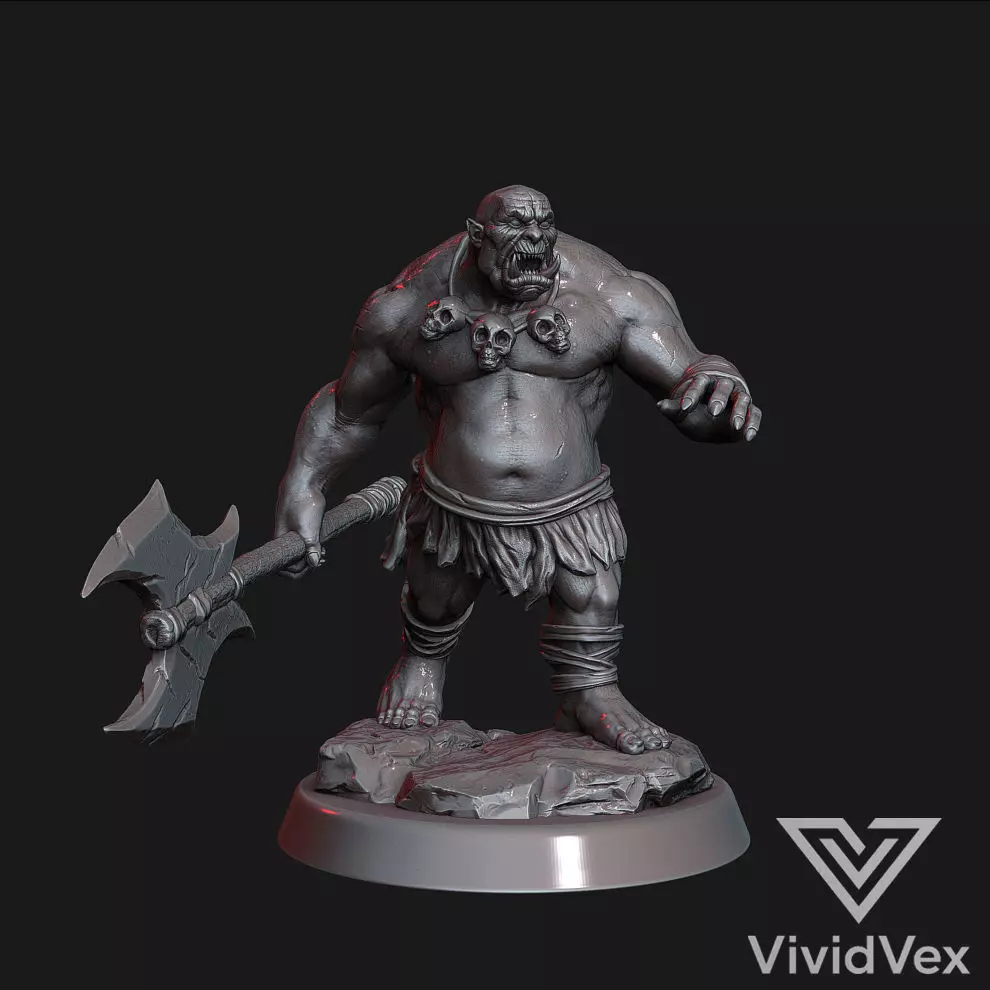 Ogres A with 2 weapons 3D print model_1