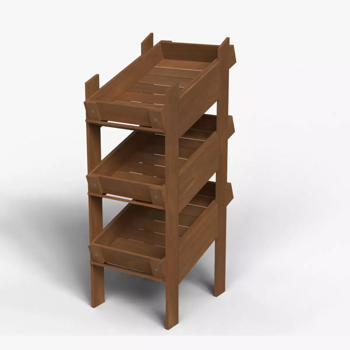 Open Wooden Decorative Crate Low-poly 3D model_5