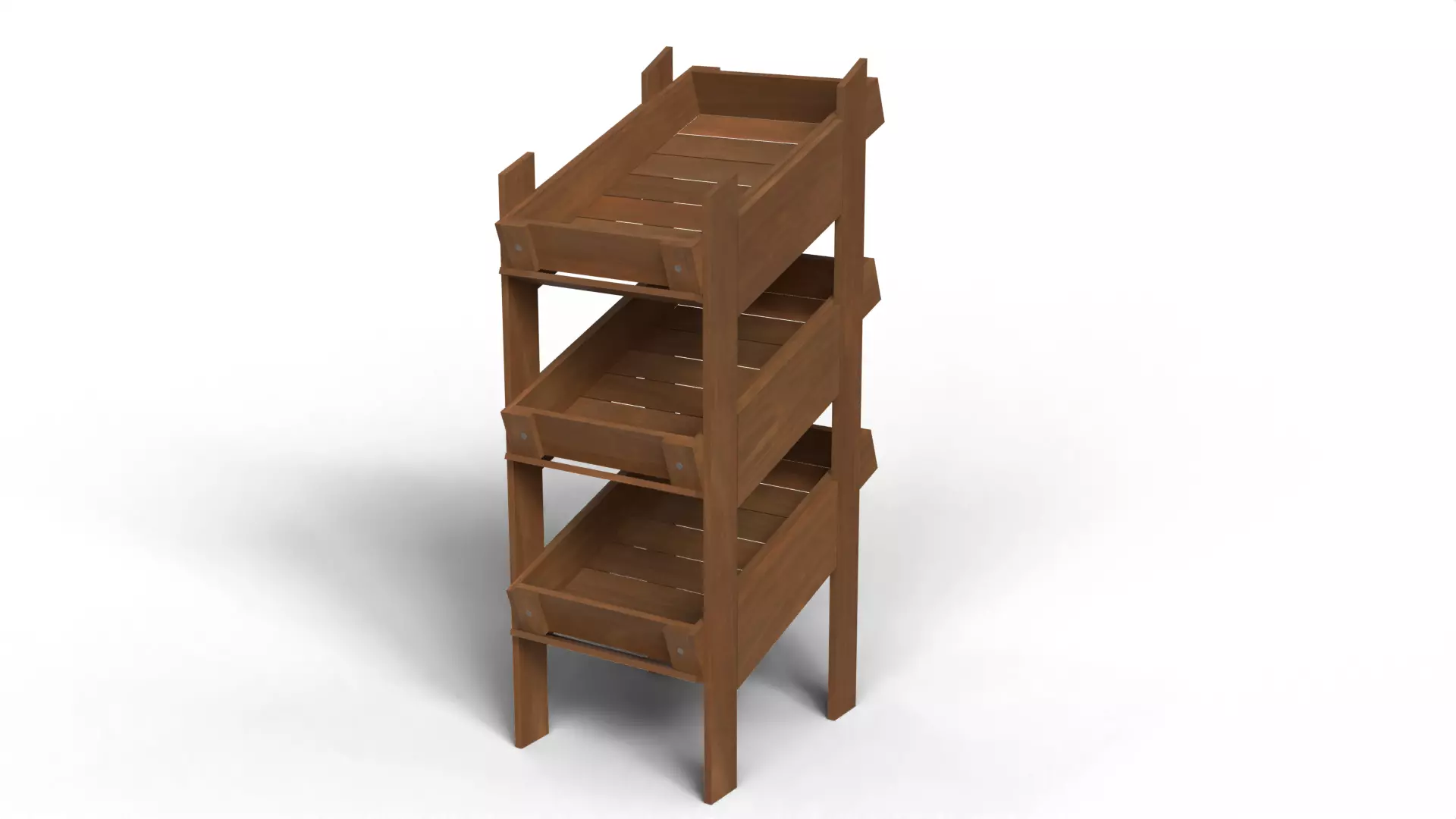 Open Wooden Decorative Crate Low-poly 3D model_6