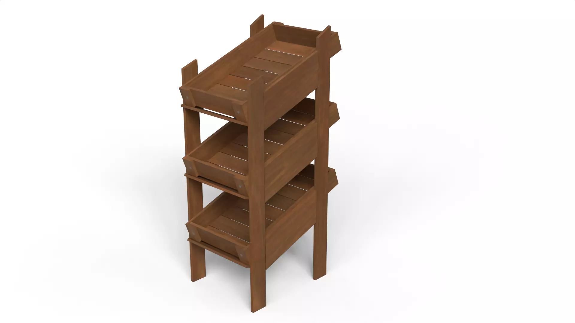 Open Wooden Decorative Crate Low-poly 3D model_0