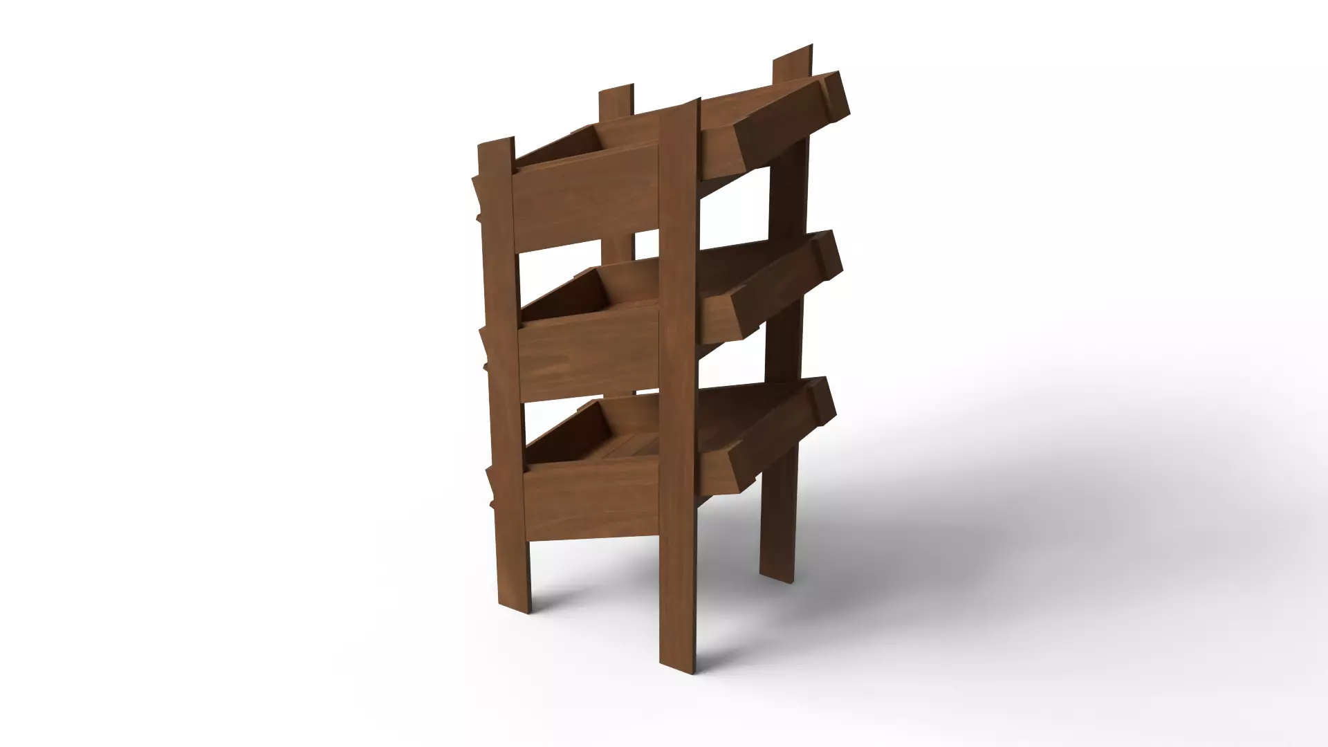 Open Wooden Decorative Crate Low-poly 3D model_3