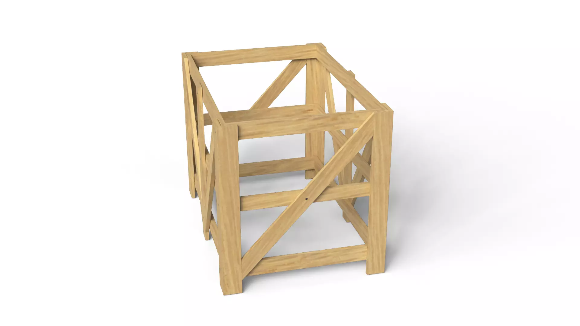 Wooden Frame Crate Low-poly 3D model_2