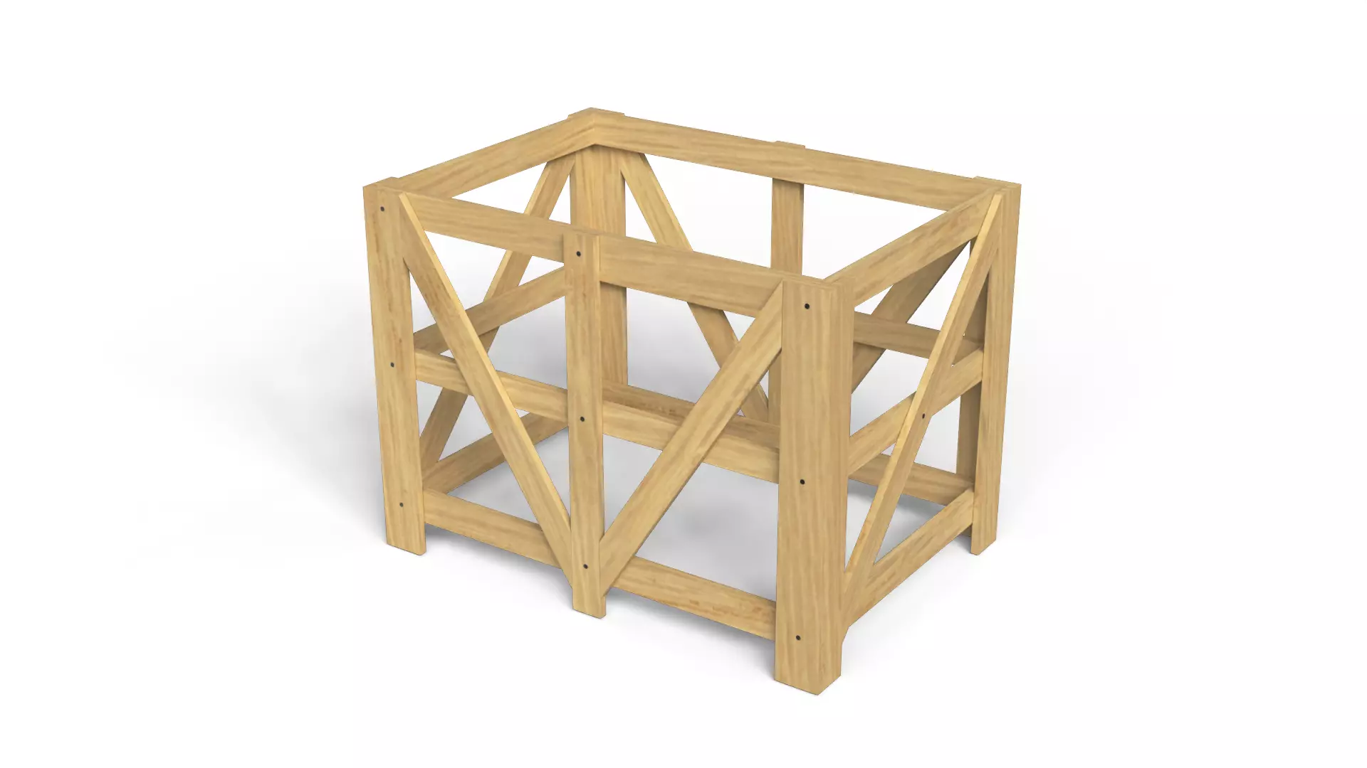 Wooden Frame Crate Low-poly 3D model_0