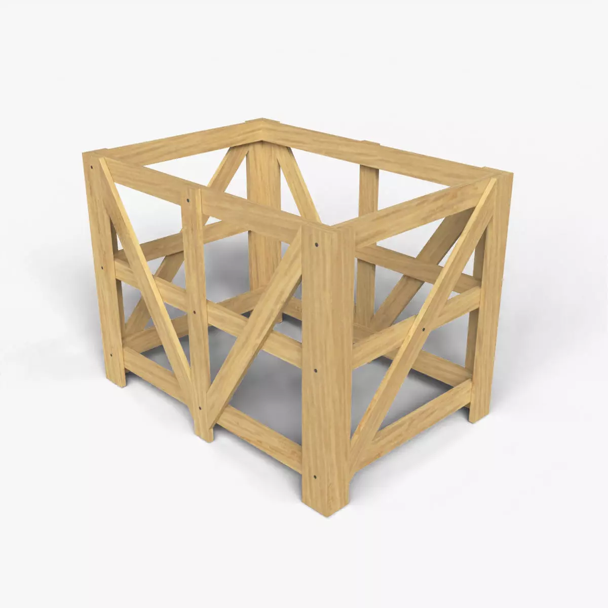 Wooden Frame Crate Low-poly 3D model_5