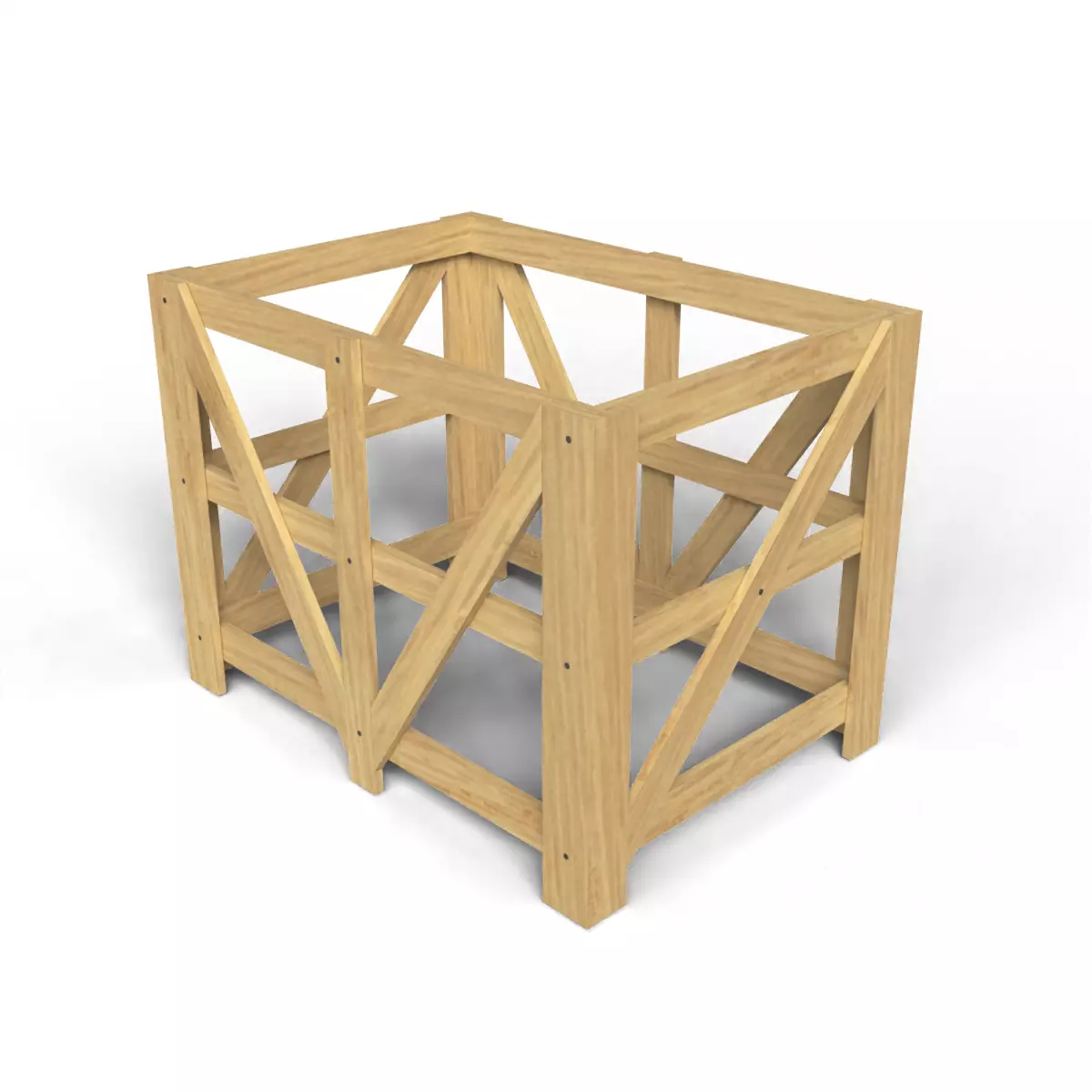 Wooden Frame Crate Low-poly 3D model_6