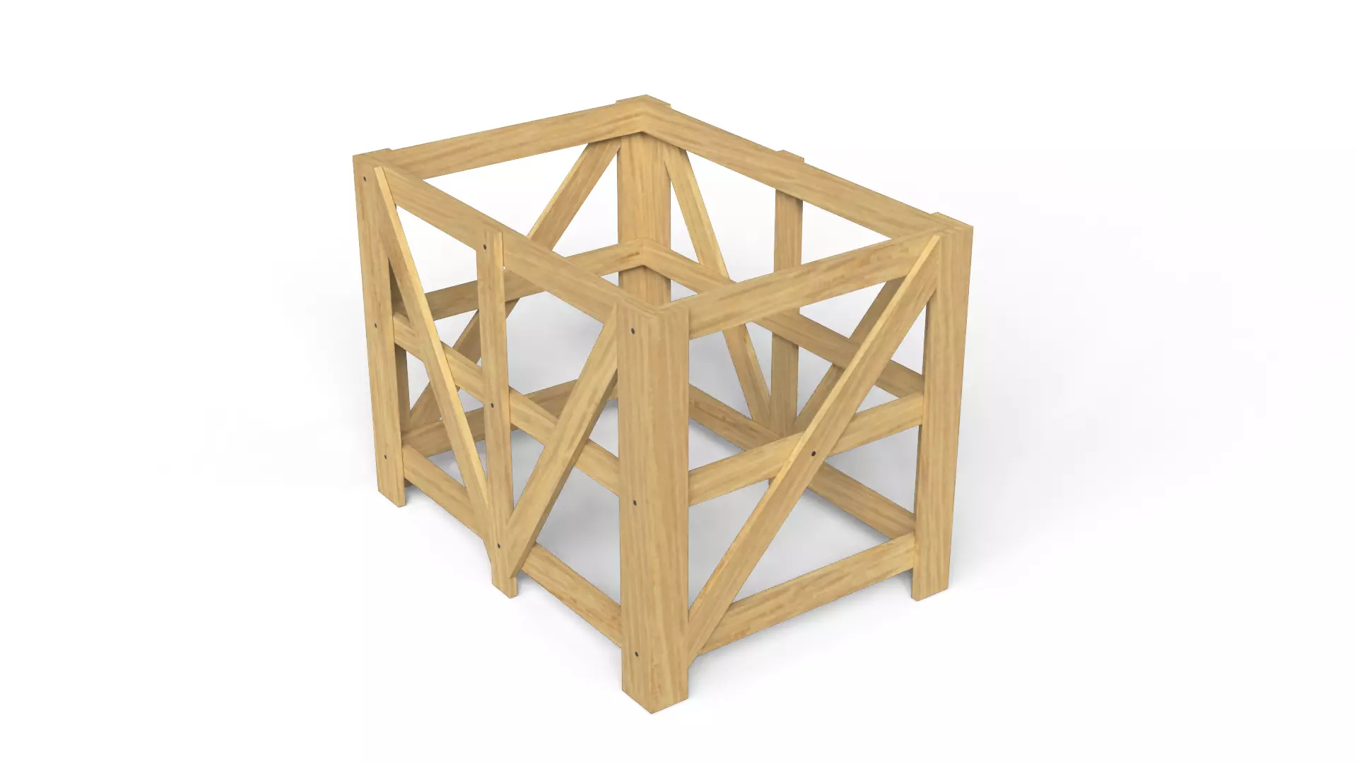 Wooden Frame Crate Low-poly 3D model_1