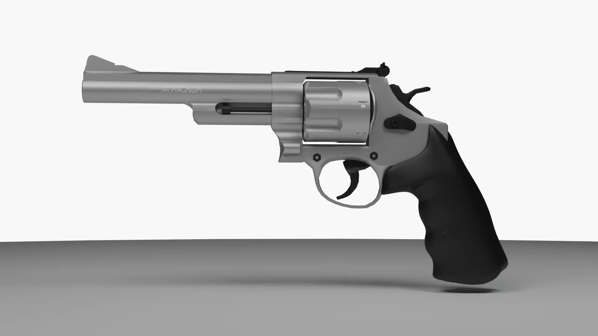 Realistic Low Poly Gun 44 Style Revolver Low-poly 3D model_2