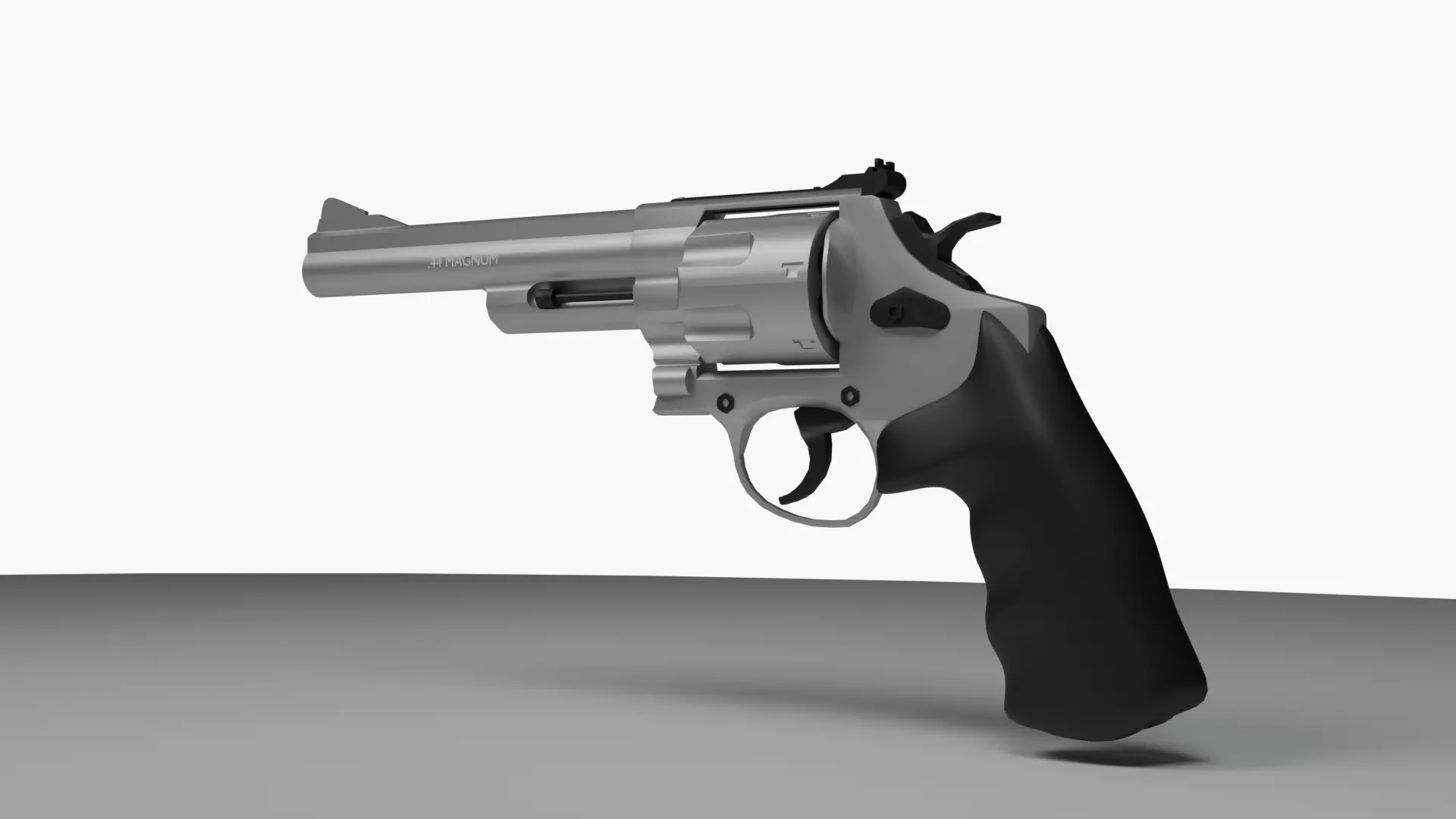 Realistic Low Poly Gun 44 Style Revolver Low-poly 3D model_1