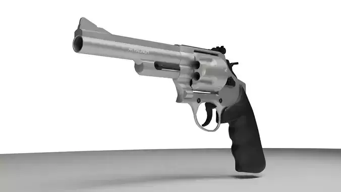 Realistic Low Poly Gun   44 Style Revolver