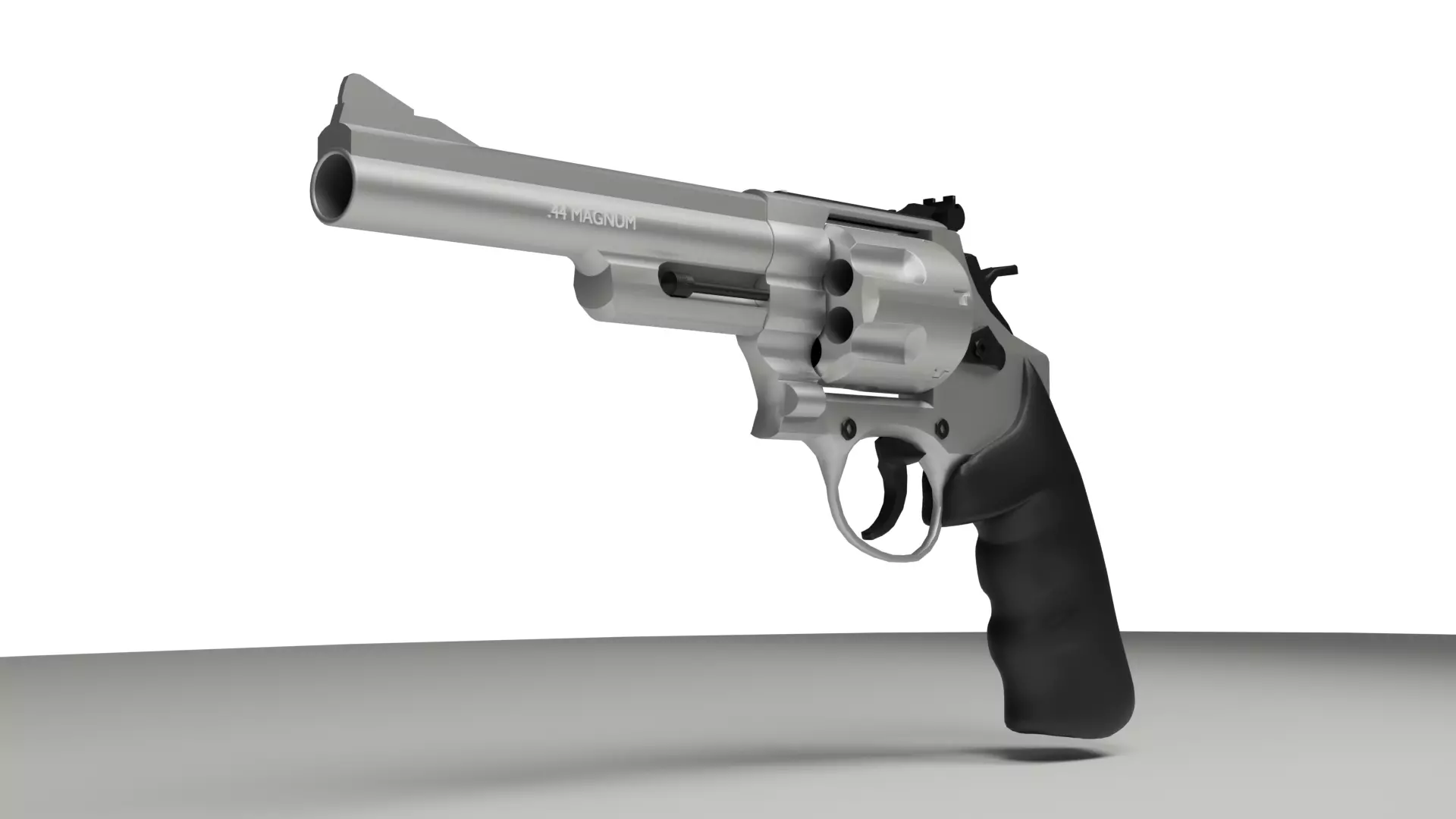 Realistic Low Poly Gun 44 Style Revolver Low-poly 3D model_0